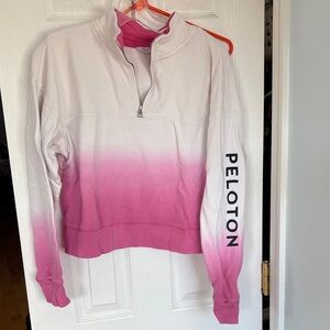 Peloton White and Pink Ombre Quarter-Zip Sweatshirt